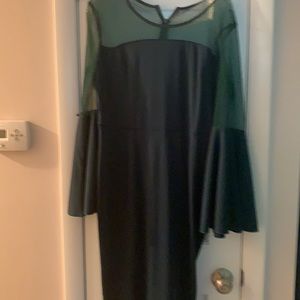 Green lace dress with open sleeves